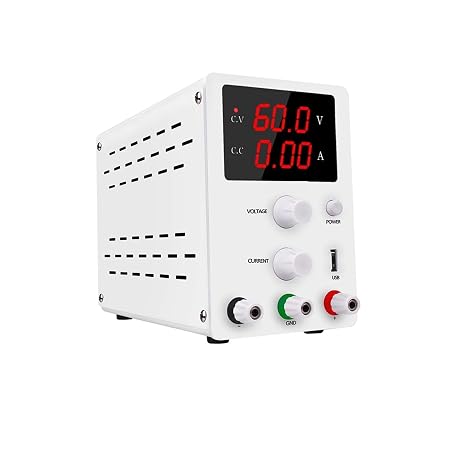 Laboratory DC Power Supply Variable, 60V 5A Regulated Adjustable Power Supply 30V 10A Voltage Regulator Stabilizer Switching Bench Source for Laboratories, Electronic Work, DIY, etc.(R-SPS605 White 1)