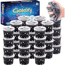 24 Pack Black Galaxy Slime Party Favors for Girls & Boys, Galaxy Star Slime Cup Bulk, Super Soft Sludge Toy, Wet, Non Sticky, Birthday Gifts, Classroom Rewards for Kids, Goodie Bag Stuffers