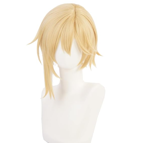 XiongXiongLe Yellow Wig Cosplay Halloween Anime Role Men Costume Short Curly Heat Synthetic Hair Wigs for Adult Party Festival Halloween Comic Con