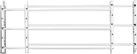 Knape & Vogt 1133 Fixed Window Safety Guard, for Children, Pets, Home Security, 3-Bars, Adjustable Width 24" to 42", Max Height: 10-3/8", White