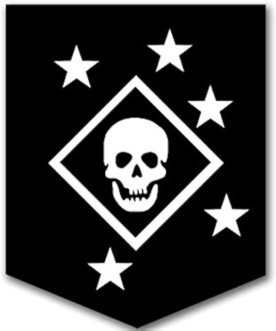 Black & White MARSOC Skull and Stars Logo Sticker (ops Insignia Emblem), Officially Licensed by The U.S. Marine Corps (3 x 4 inch)