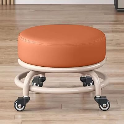 Rolling Stools with Wheels, Low GarageShop Roller Seat, with 360Swivel Caster, PU Leather Rolling Stool, Movable Mini Stool for Home Office Garage Shop Color : Sky blue, Size : Sky Blue 34299.5