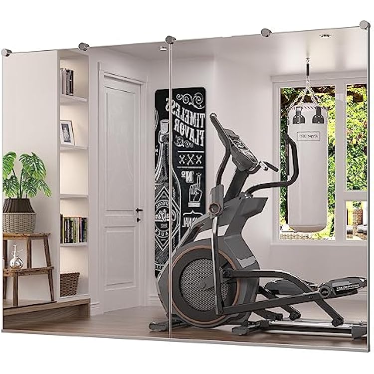 Keonjinn Gym Mirrors for Home Gym Wall Large, 48 x 32 x 2Pcs Full Body Exercise Mirror for Home Gym, Dance Studio, Garage, Acitvity, Fitness