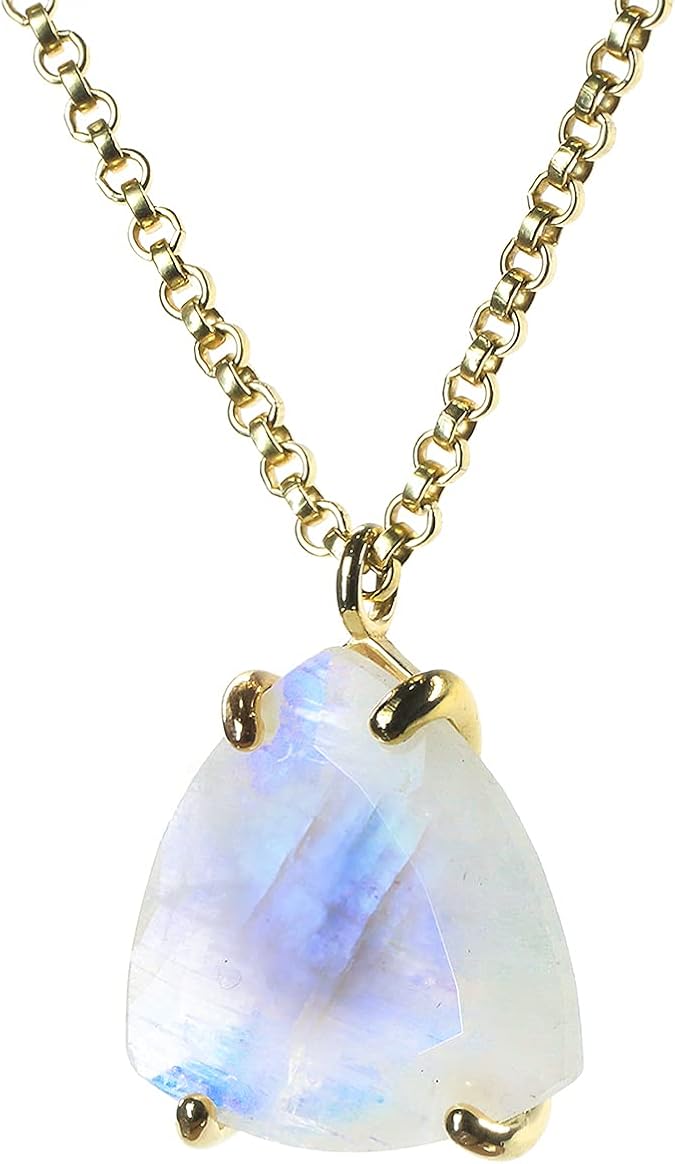 Triangle Moonstone Necklace - Stunning Custom Unique Necklaces - Large Pendant Birthstone Necklace, Crystal Necklace, Fashion Necklace - jewelry for Mom, Sister, Daughter