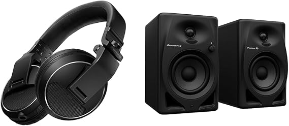 Pioneer DJ HDJ-X5 Headphones and DM-40D 4" Monitor Speaker Bundle
