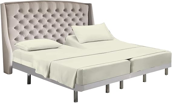 Cottingon 5 PCs Split King Sheet Sets for Dual Adjustable Beds, Soft Luxury Microfiber XL Sheets for King Size Mattress Fits 15 to 18 deep Pocket, Ivory