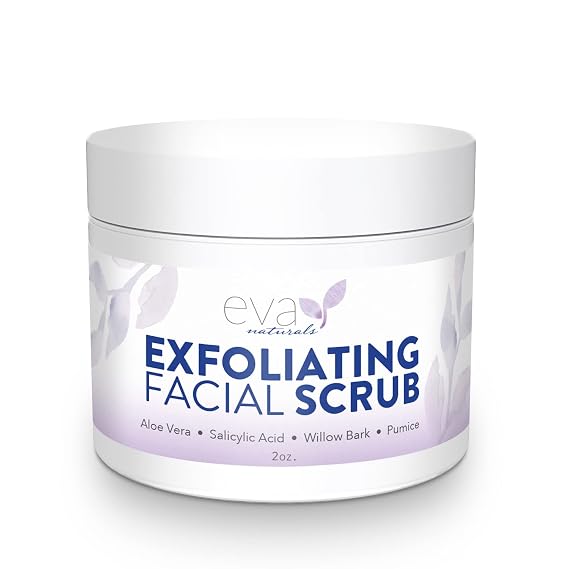 Eva Naturals Exfoliating Facial Scrub Gentle Microdermabrasion Face Exfoliator with Pumice & Botanical Extracts Facial Wash to Clear Blackheads, Acne, and Dead Skin for Smooth, Radiant Skin - 2 oz