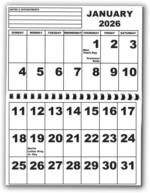 Jumbo Print Calendar- 2026