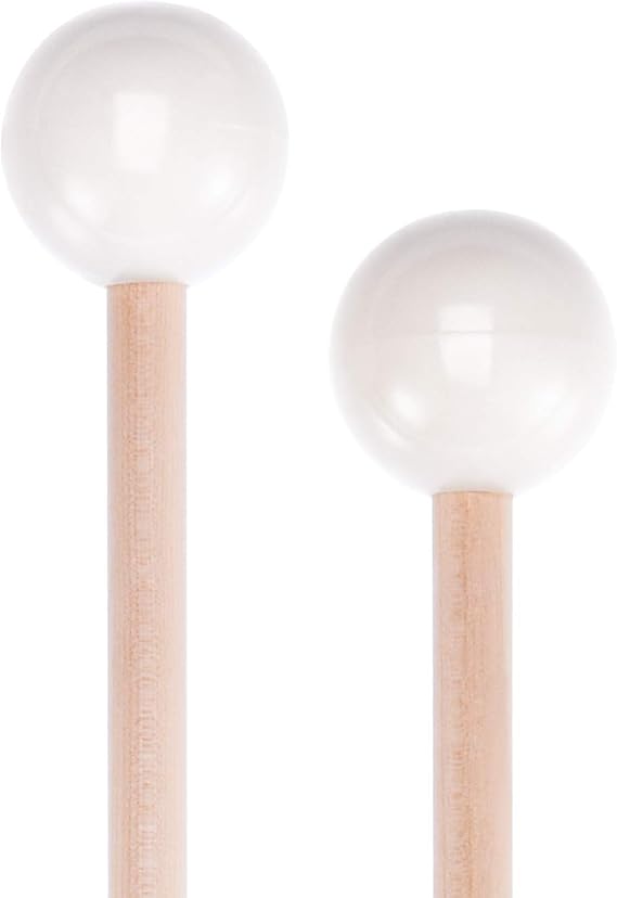 1 Pair Glockenspiel Mallets Hard Mallets Xylophone Mallets Hard Polymer Mallet Glockenspiel Sticks with Wood Handle for Energy Chime, Xylophone, Wood Block, and Bells