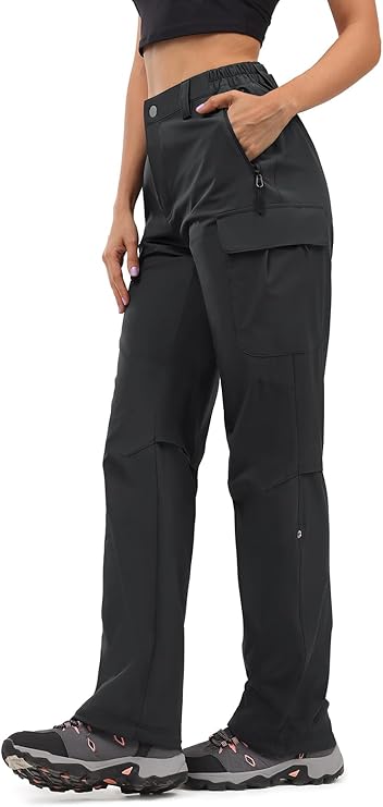 Moosehill Women's Hiking Pants: Lightweight Breathable | Quick Dry, 4 Way Stretch, with Vents, Drawstring Cuff, Convertible Capri, for Hiking, Travel, Outdoor, with 5 Deep Pockets