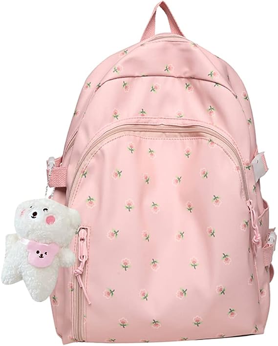 DKIIL NOIYB Floral Backpack School Kawaii Backpack For Girls, Casual Daypack Ladies Backpacks Rucksack Handbags Coquette Canvas Backpack For School Travel Vacation Shopping