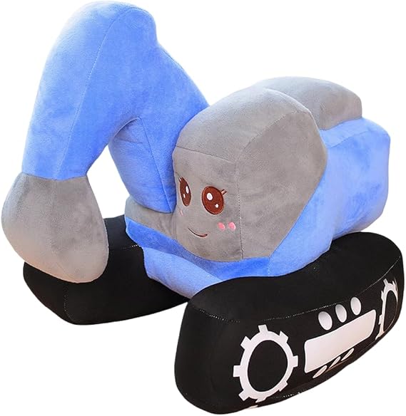 10 Inch Excavator Plush Toy, Simulation Excavator Plush Car Cartoon Construction Excavator Plushie Gifts for Kids, Boys, Children, Birthday Gifts, Graduation Gifts (Blue)
