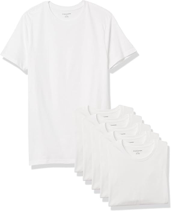 Amazon Essentials Men's Slim Fit Crewneck Undershirts, Pack of 6