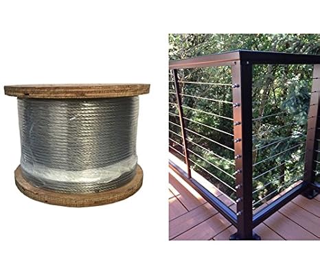 Grade 316 Stainless Steel 1/4" 7x19 Cable Rail Railing Wire Rope 500 Ft 316SS