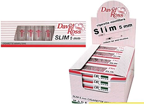 Full box of 24 packs, David Ross, slim, 5 mm, 10 tar filter, each pack, extra slim tips, 5 mm, total 240 filters