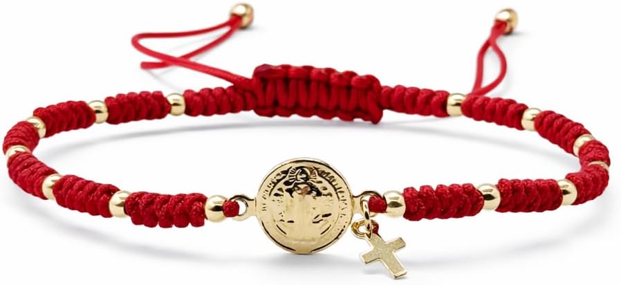 St Benedict Medal Adjustable Red String Pulsera San Benito