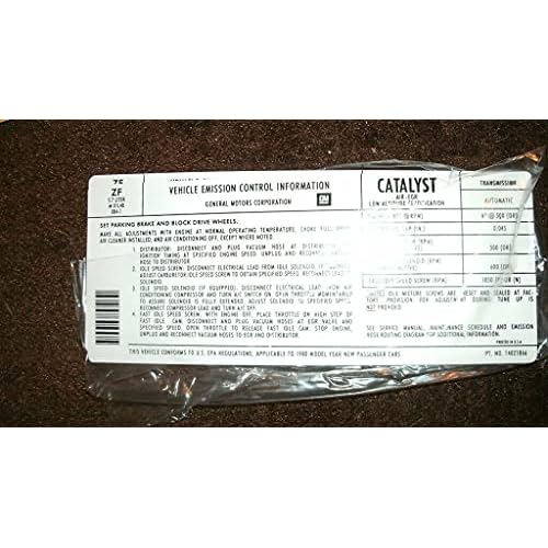 1980 Camaro Z-28 Z28 Z28 Automatic Transmission Emissions Specifications Decal 14021866 Zf