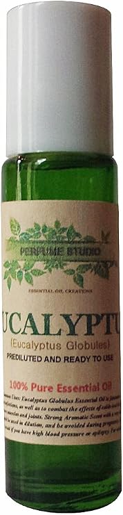 Eucalyptus Roll On - Therapeutic Grade 100% Pure Eucalyptus Essential Oil. Prediluted and Ready to Use - in a 11ml Green Glass Roller Bottle (Eucalyptus Globules)