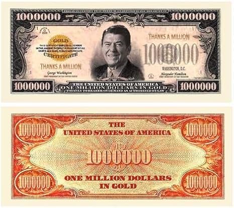 American Art Classics Thanks A Million Dollar Bill Ronald Reagan - (Pack of 5)