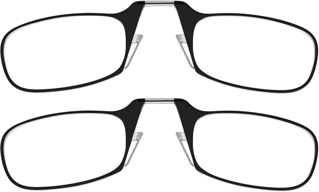 ThinOptics Readers Rectangular Reading Glasses, Black, 44mm + 1