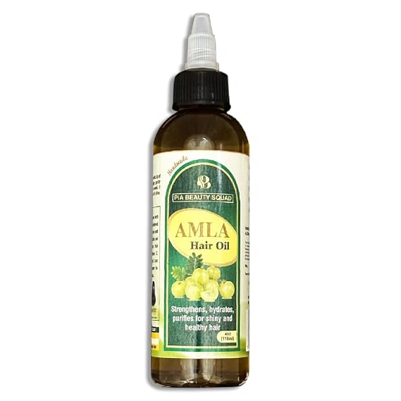 Amla Hair Oil - 100% Pure for Growth, Fall & Dandruff - with Vitamin C, Curry leaves & Olive Oil for Long & Shiny Hair - 118ml /4 oz