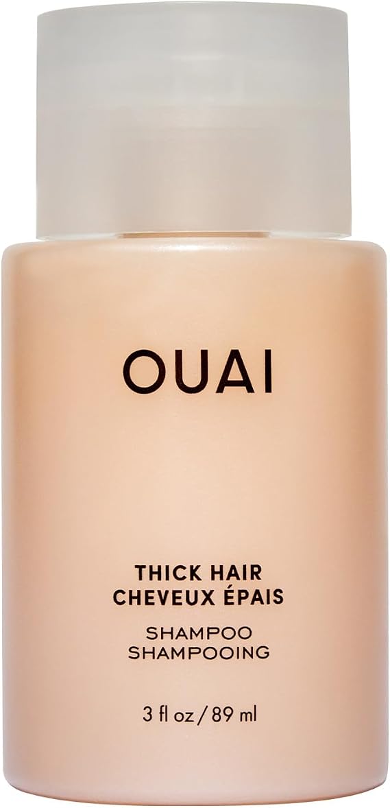 OUAI Thick Shampoo Travel Size - Keratin, Marshmallow Root, Shea Butter & Avocado Oil for Thick Hair - Strengthens, Hydrates - Paraben, Phthalate, Sulfate Free Shampoo - 89ml