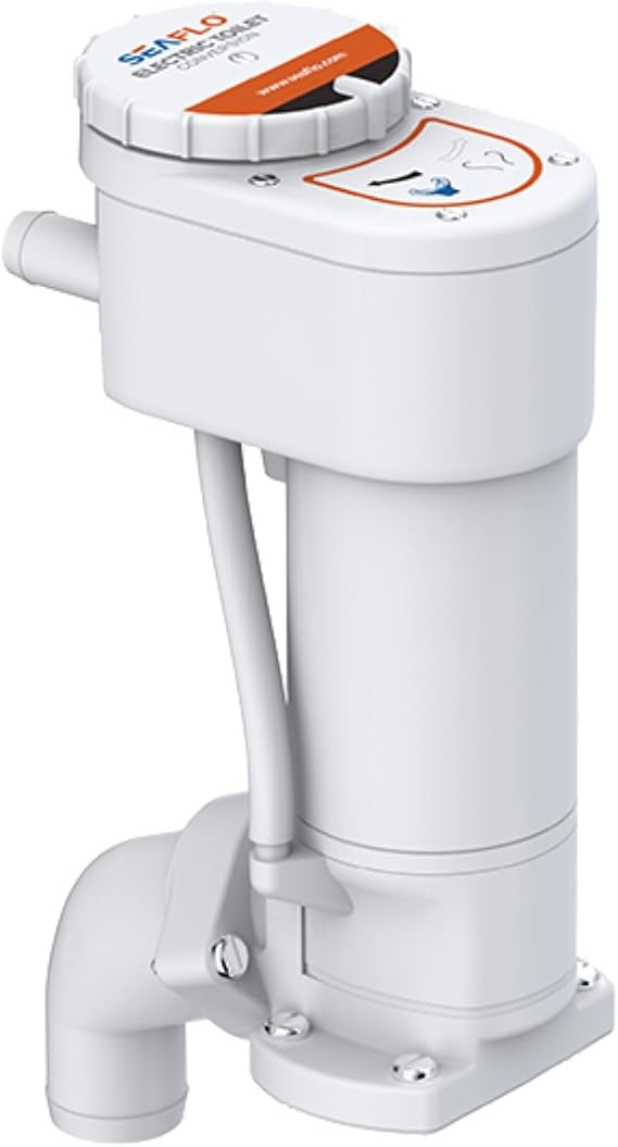 SEAFLO 12V Manual to Electric Marine Toilet Conversion Kit - 12V, 5.0 GPM, Self Priming Macerator Electric Flush, Fits Compact and Regular Marine Heads SFMTE1-02 SFMTE1-02-R