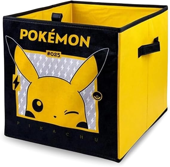 Pokemon Kids Collapsible Storage Boxes with Handles | Durability & Fabric Foldable Storage Cubes | Compatible Ikea Kallax Furniture | For Organising Kids Room & Playroom