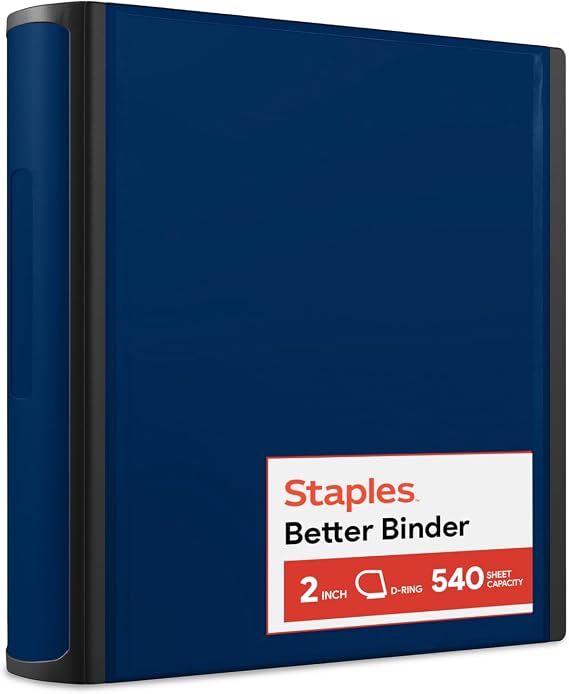 Staples Better Binder 2-Inch 3-Ring Binder, Blue Heavy-Duty Binder for School & Office Organization