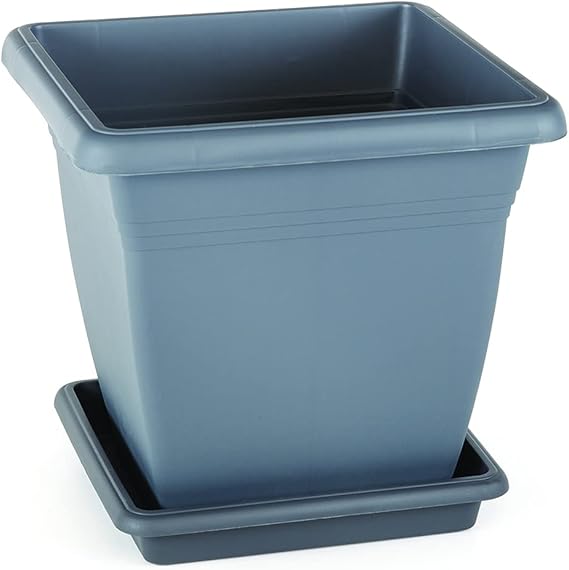 Serinova VK06 Villa Kare Saksı No:6 Tabaklı 60 cm, 110 Litre Antrasit