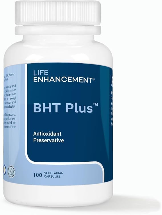 Life Enhancement BHT Plus - Antioxidant Preservative - 180mg BHT and 80mg Vitamin C (Ascorbyl Palmitate) - 100 Serving