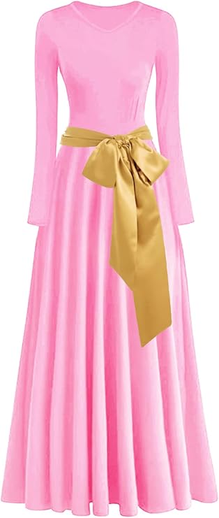 Women's Praise Dance Dress Irregular Gold Metallic Long Sleeve Liturgical Worship Church Lyrical Dance Costume