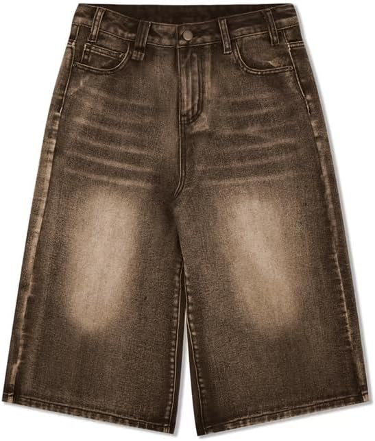 Vintage Wash Jorts Straight Leg Casual Loose Unisex Steetwear Y2K Hip Hop Denim Shorts for Men and Women