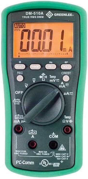 Greenlee DM-510A True RMS Professional Plant Digital Multimeter, Green