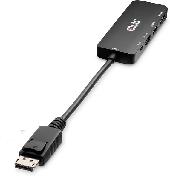 Club 3D DisplayPort to HDMI Adapter, Triple Monitor 8K@60Hz MST Hub Splitter, DP 2.1 to 3 HDMI Multi-Stream Display Extender for Video Wall, Gaming, HDR HDCP 2.3 Compatible CSV-7330