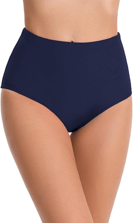Micosuza Women's Swim Bottom High Waist Retro Basic Full Coverage Bikini Tankini Swimsuit Briefs
