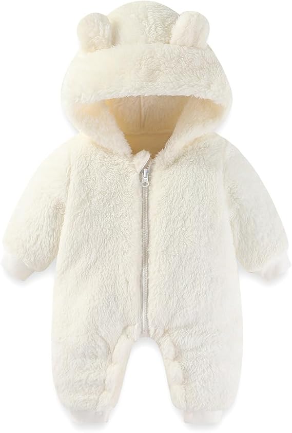 AiWMGL Newborn Baby Bear Outfit Suit Girls Boys Fleece Jumpsuit Romper Hooded Winter Snowsuit Clothes
