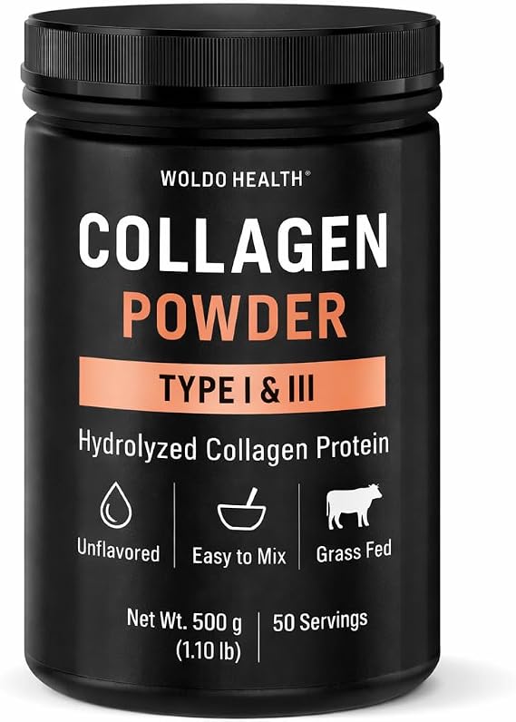 WoldoHealth Collagen Peptides Powder 50 Servings - Grass Fed & Pasture Raised, Unflavored, Dissolves Easily in Hot & Cold Drinks, Supports Hair, Skin, Nails, Bones & Joints