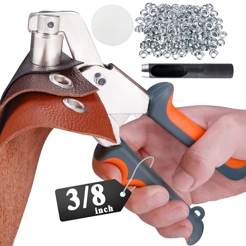 Grommet Tool Kit, 500 pcs 38 Inch 10mm Grommets, Grommet Kit, Eyelet Tool, Press for Tarp, Fabric, Banner, Canvas, Leather, Tents, Vinyl, Punching Machine