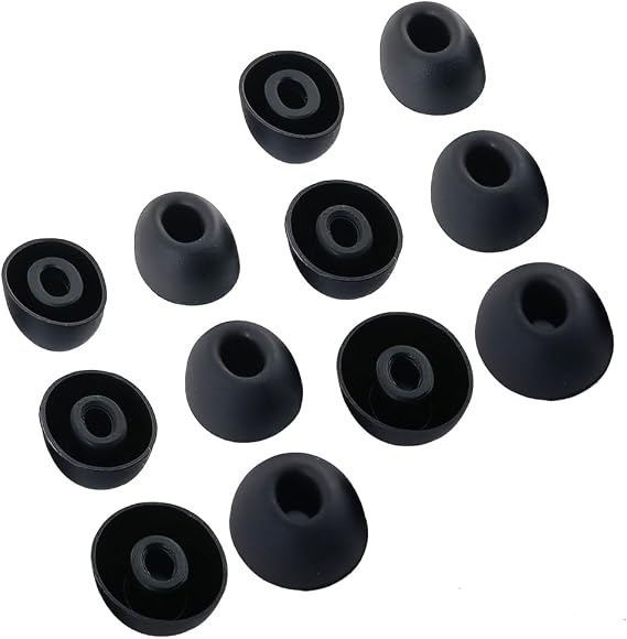 Replacement Silicone Eartips for ASUS/OnePlus/TOZO Earbuds | Compatible with ASUS ROG Cetra/OnePlus Buds Pro & OnePlus Buds Z2 / Alpine Tune Earplugs/TOZO NC20 Earbuds,6 Pairs,Black