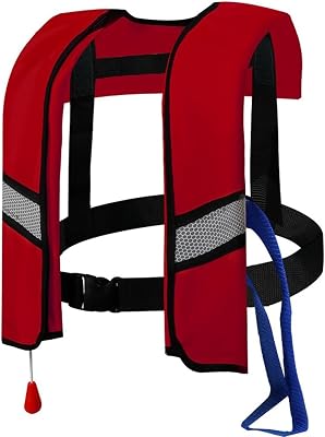 Adult Kayak Vest High Buoyancy Swim Vest Manual Inflatable Womens Mens Adjustable Safety Jacket Swimming Fishing Outdoor Water Sports