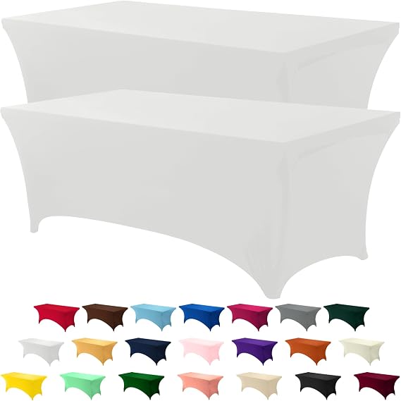 Utopia Kitchen Spandex Table Cloth 2 Pack [4FT, 48Lx30Wx30H Inch, White]