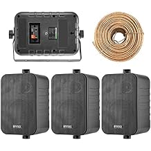 4x Speakers Bundle Package: 2 Pairs of Enrock Audio EKMR408B 4-Inch 200 Watts Black 3-Way Indoor / Outdoor Marine Boat Box-Speaker Combo With 50 Foot 18 Guage Speaker Wire