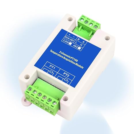 2 Channels PT100 Sensor RS485 Modbus Output Temperature Acquisition Module