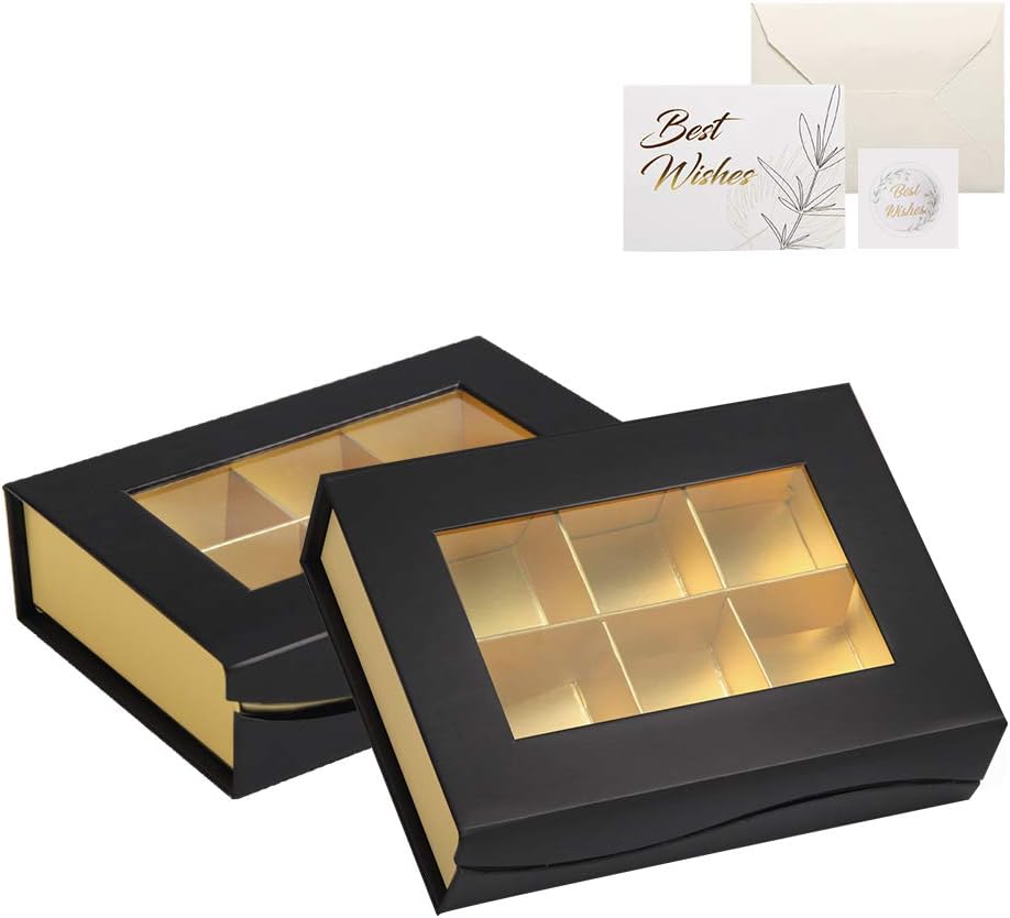 Chocolate Boxes Empty Small with Sleeve and Window,Pack,Sweet Boxes Empty,for Birthday Father's day Mother's Day（2pcsPACK
