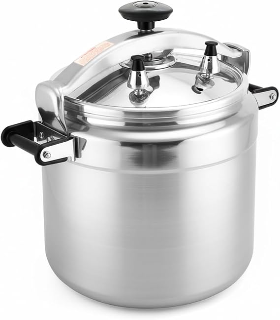 26 Quart Clamp On Pressure Cooker,Heavy-Duty Aluminum Pressure Cooker with Safety Bar Locking Lock, 2 ValvesrFast Cooking,for All Stovetops (Induction Compatible), for Family or Commercial