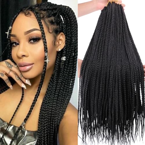 Crochet Box Braid Pre looped Crochet Braids 3X Goddess Box Braids Crochet Hair for Black Women 6 Packs 24 Inch Knotless Straight Synthetic Braiding HairOff Black 1B#
