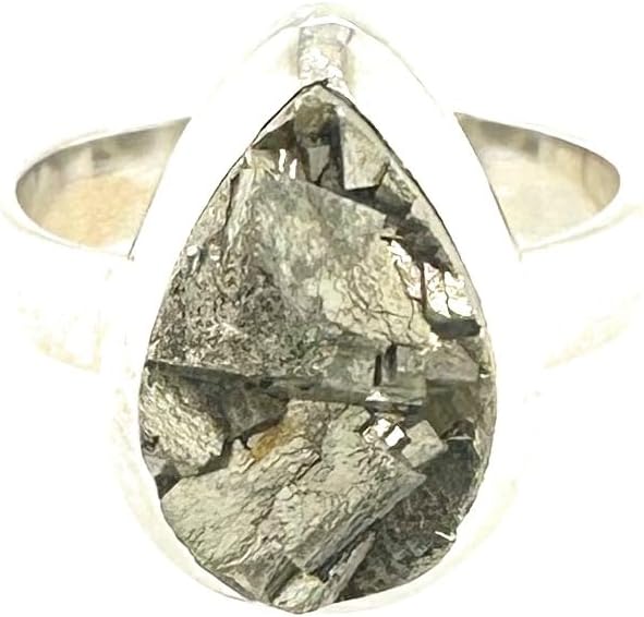 Genuine Pyrite Druzy 925 Solid Sterling Silver Ring Size 8.25