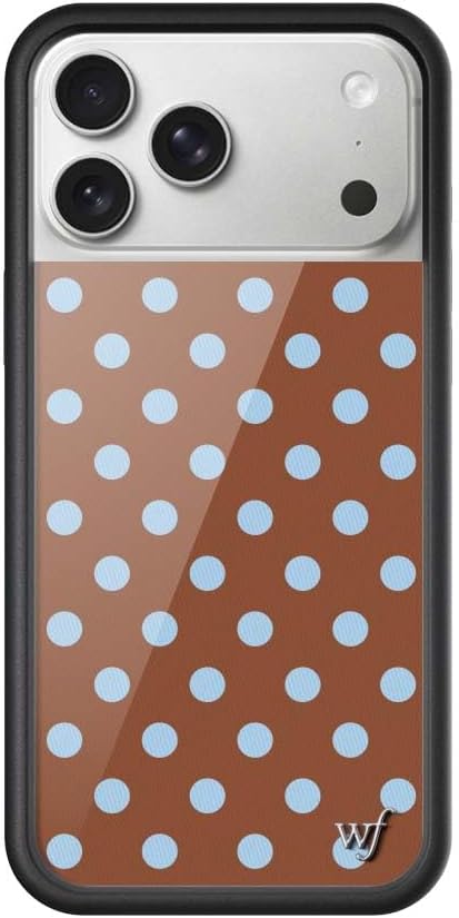 Wildflower Cases - Compatible with iPhone 17 Pro Max | Protective Black Bumper, 6.5ft Drop Test Certified, Women Owned Small Business | Spots Aesthetic Trendy Cute | Polka Dot - Brown & Blue