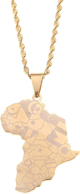 Africa Map Flag Pendant Chain African Maps Jewelry With Country Flags